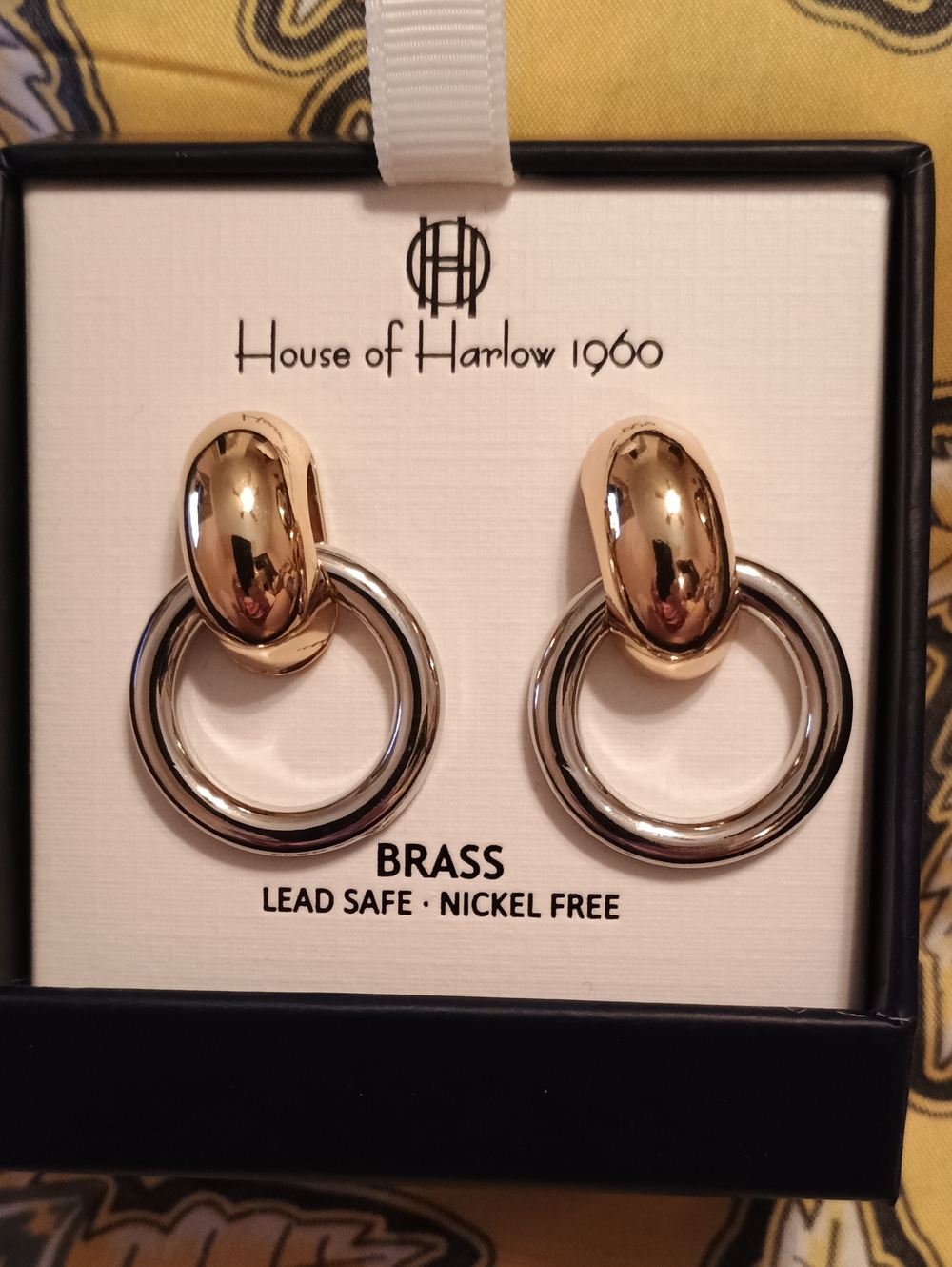 NWT House of Harlow 1960 Two Tone Puffy Door Hoop Earrings